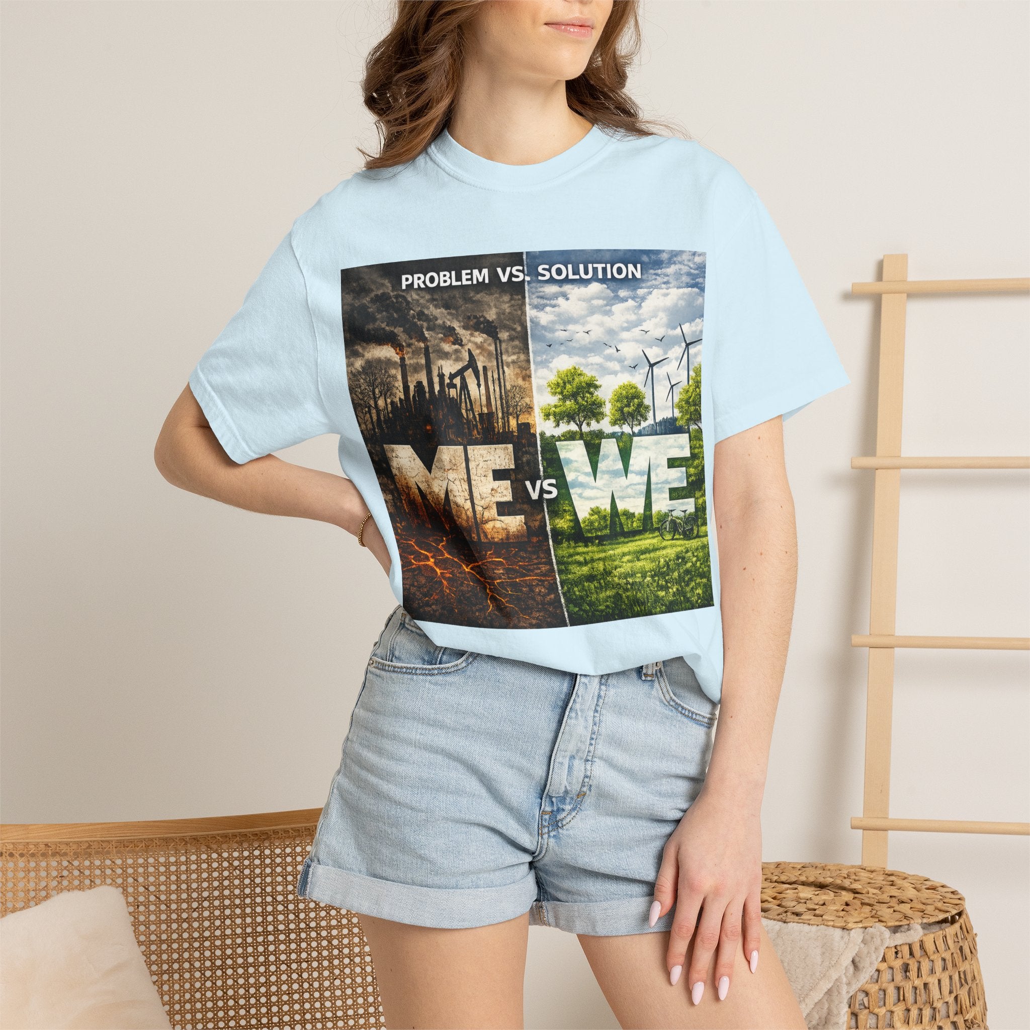 Me vs We Environmental Awareness T-Shirt — Problem vs Solution Graphic Tee