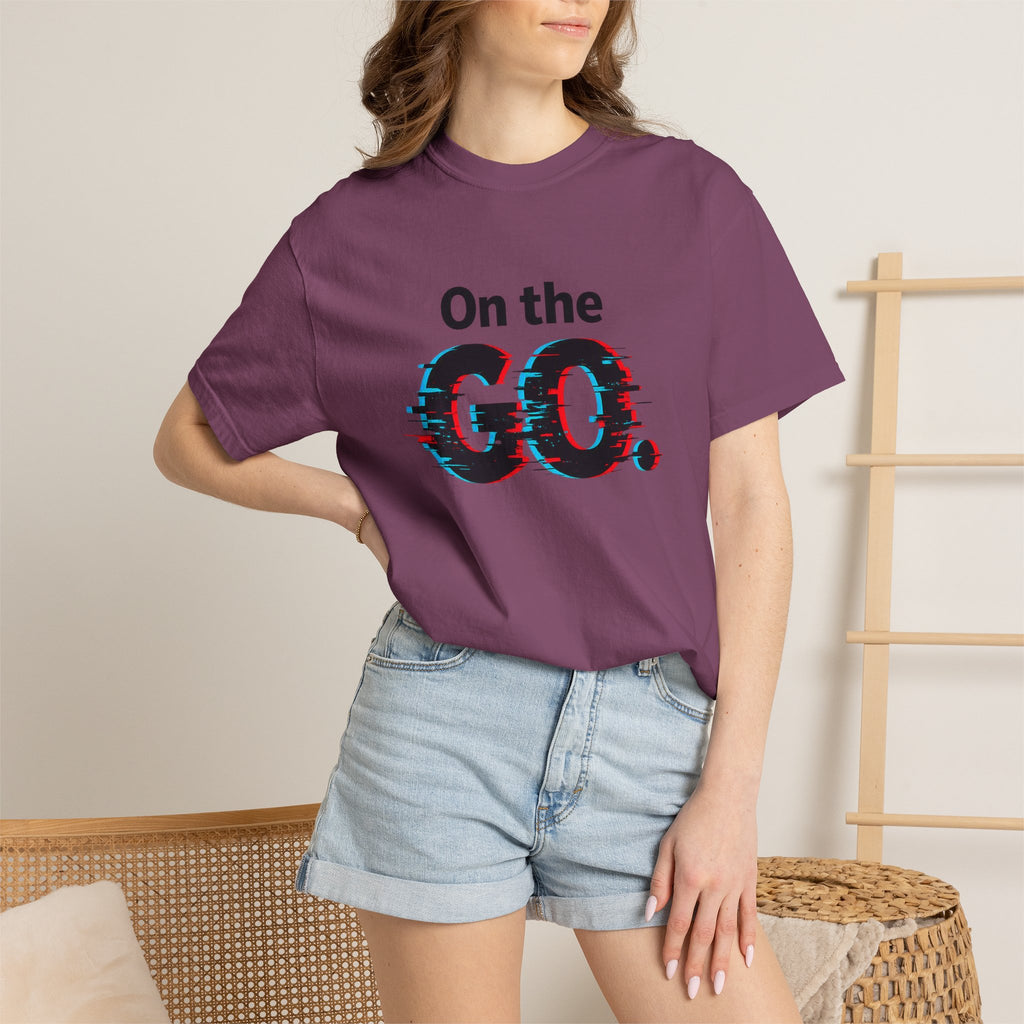 On the GO. Graphic T-Shirt — 'On the GO.' Retro Glitch Travel Tee