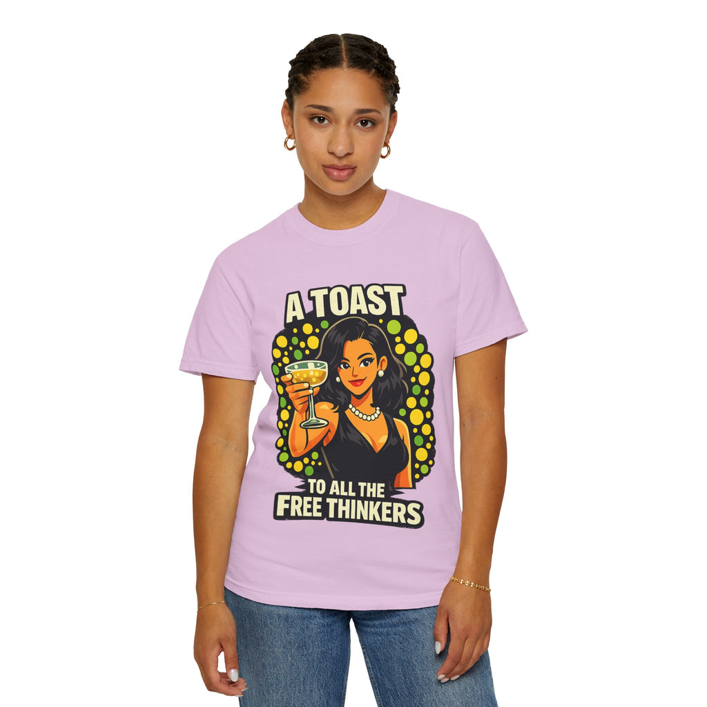 Vintage 'A Toast to All the Free Thinkers' Graphic T-Shirt