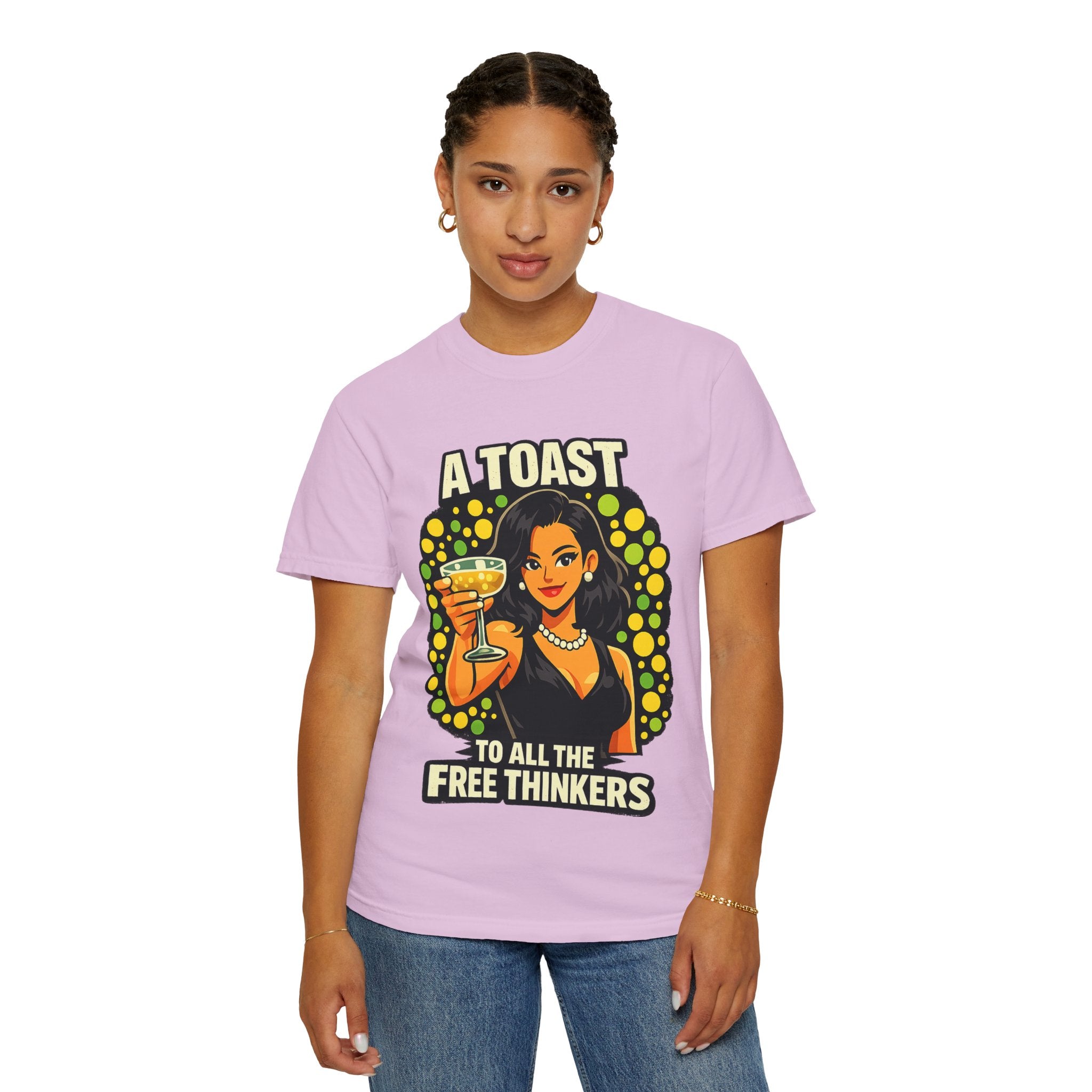 Vintage 'A Toast to All the Free Thinkers' Graphic T-Shirt