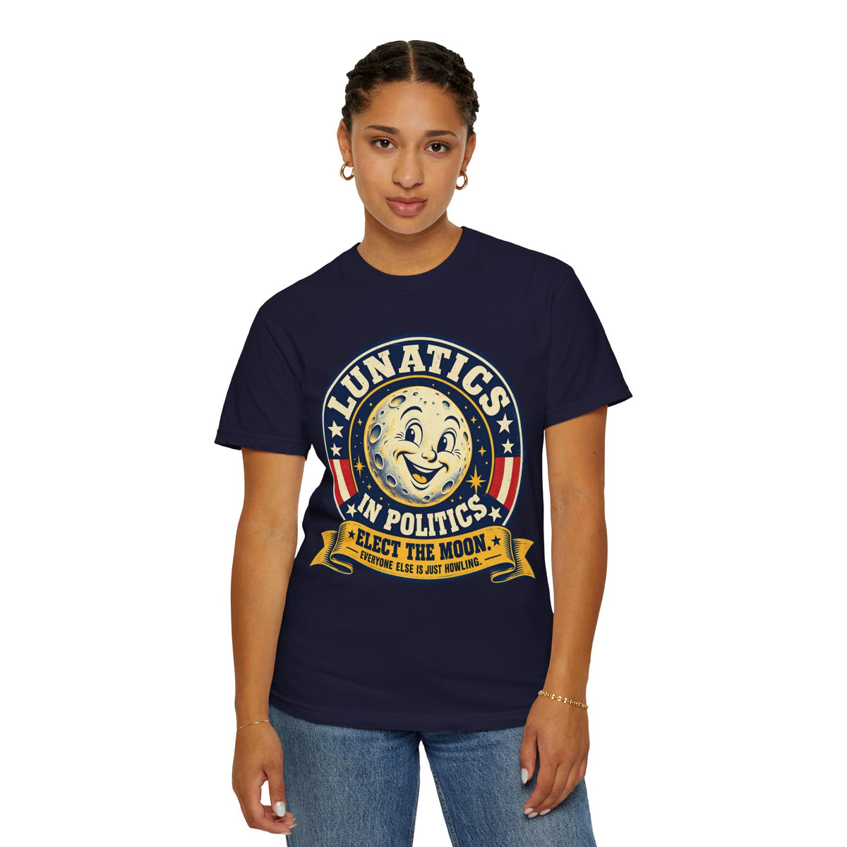 Lunatics in Politics Moon Election Graphic T-Shirt