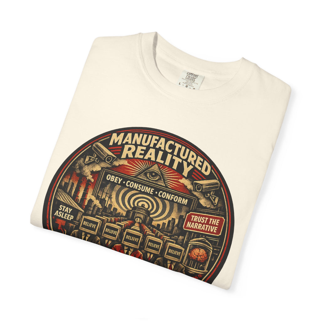 Manufactured Reality Graphic "Building Your Illusion" Vintage Protest — T-Shirt
