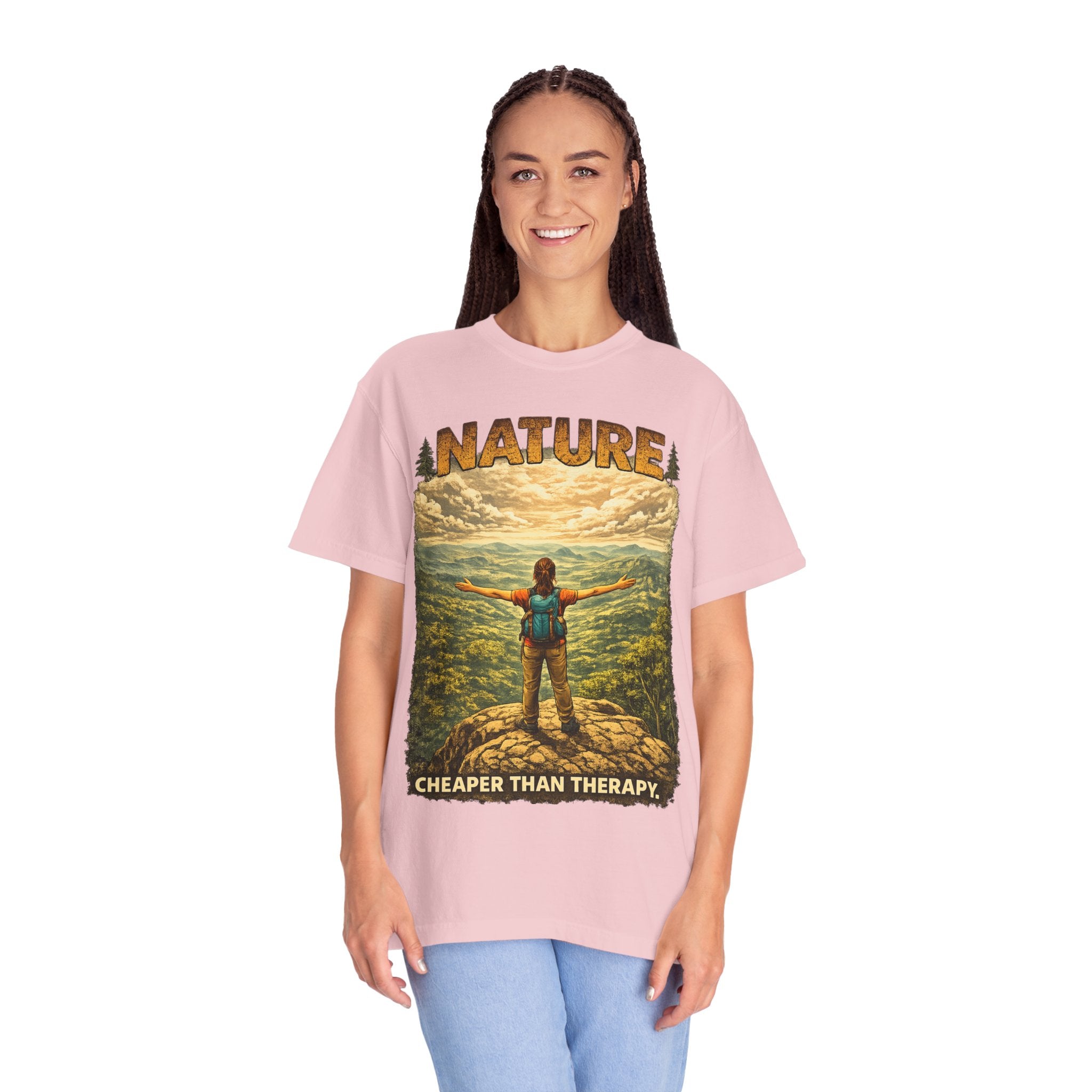 Nature Cheaper Than Therapy T-Shirt — Hiking Outdoors Graphic Tee