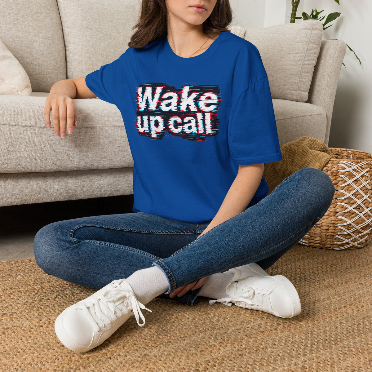 Wake Up Call Graphic Tee — Retro Glitch Text T‑Shirt