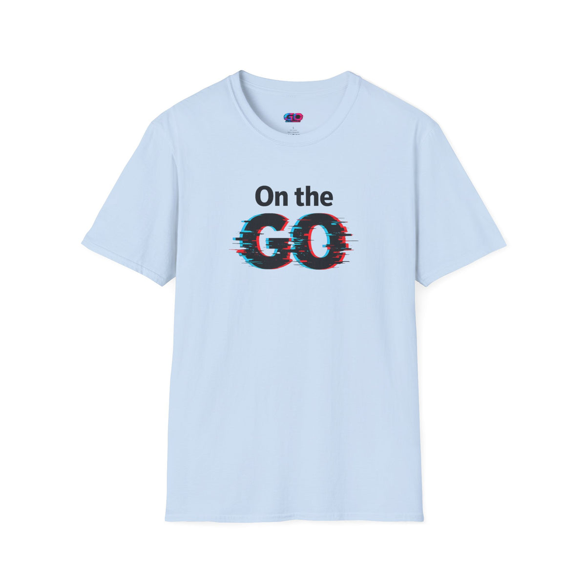 On the GO. Graphic T-Shirt — 'On the GO.' Retro Glitch Travel Tee