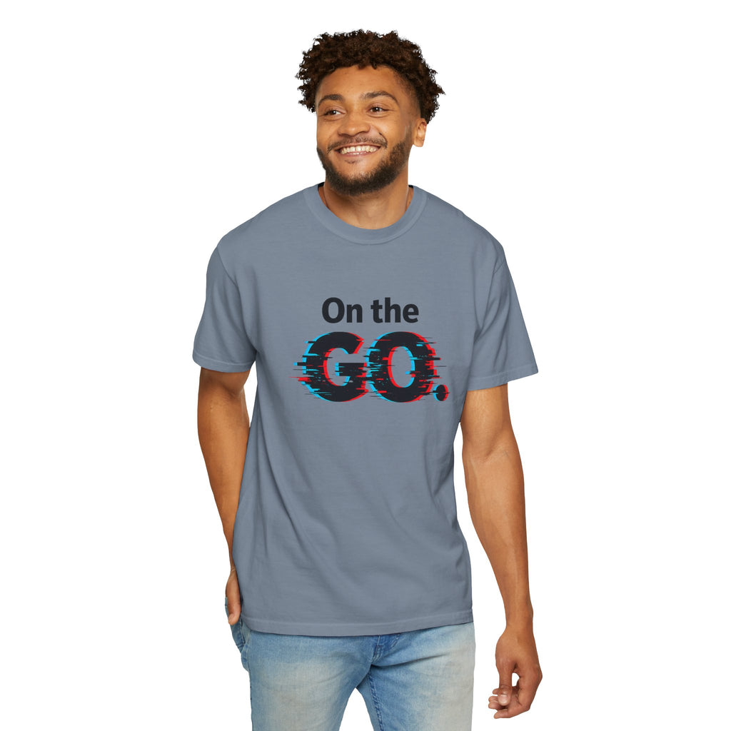 On the GO. Graphic T-Shirt — 'On the GO.' Retro Glitch Travel Tee