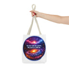 Spiritual Galaxy Tote Bag - "I'm one with the source. The source is with me." Cosmic Meditation Tote