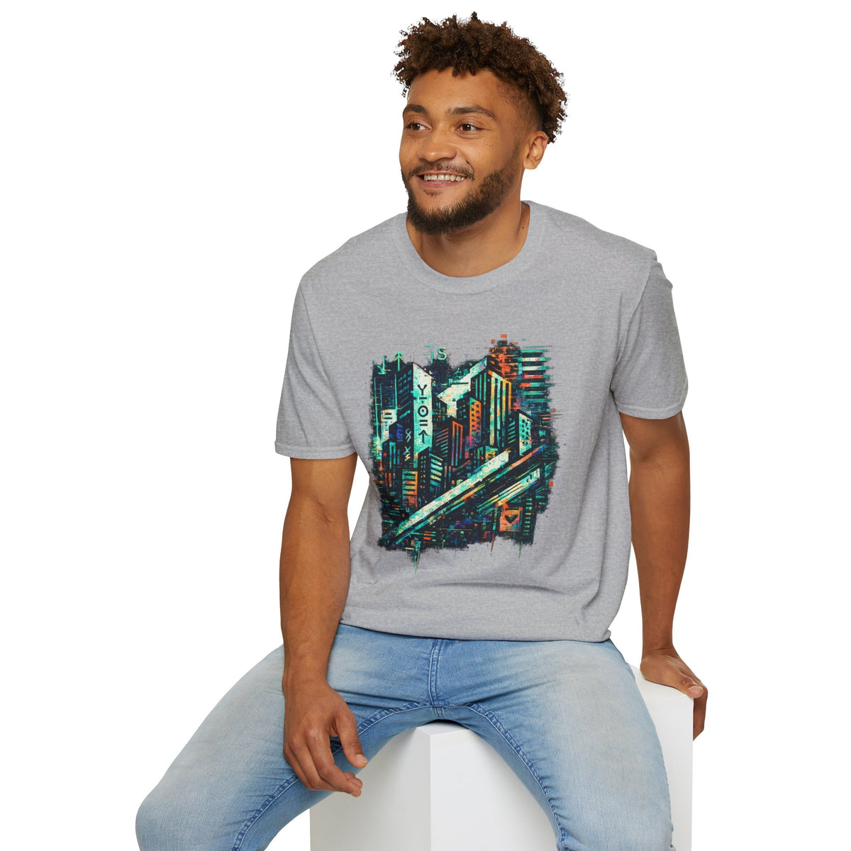 Cyberpunk Cityscape T‑Shirt — Neon Tokyo Skyline Graphic Tee