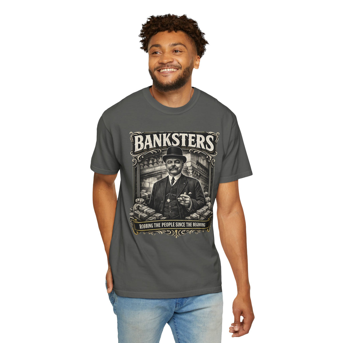 Banksters Vintage Graphic T-Shirt — 'Banksters: Robbing the People Since the Beginning'