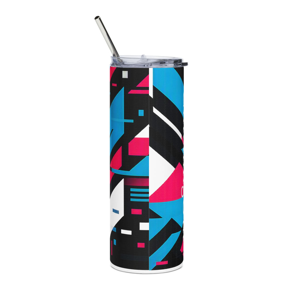 20oz Stainless Steel Tumbler — Glitching Out Neon Geometric Design