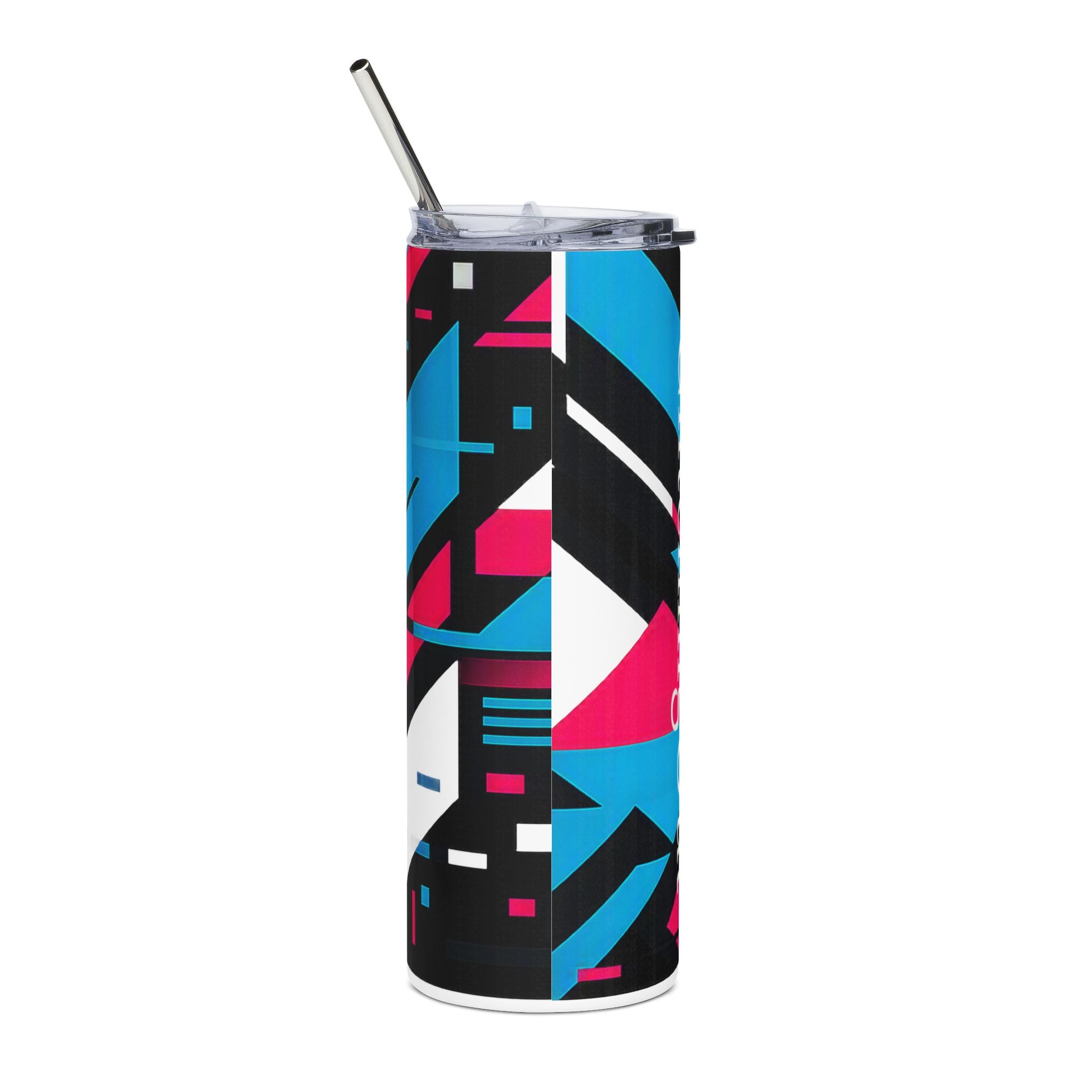 20oz Stainless Steel Tumbler — Glitching Out Neon Geometric Design