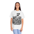 Graphic Tee — "Waiting for the Government to End Corruption" Political Skeletal Design