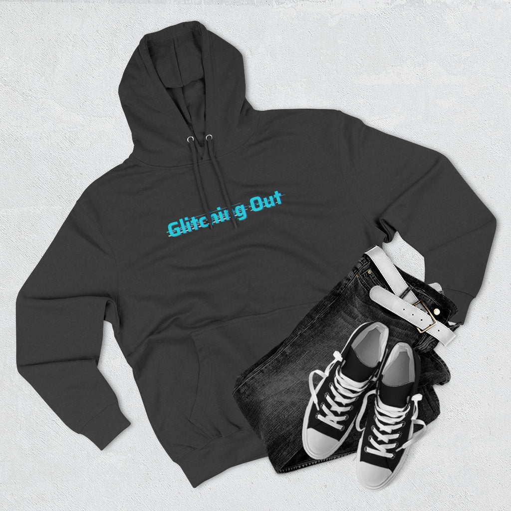 Glitching Out Hoodie — Retro Cyber Geometric Graphic Fleece Hoodie