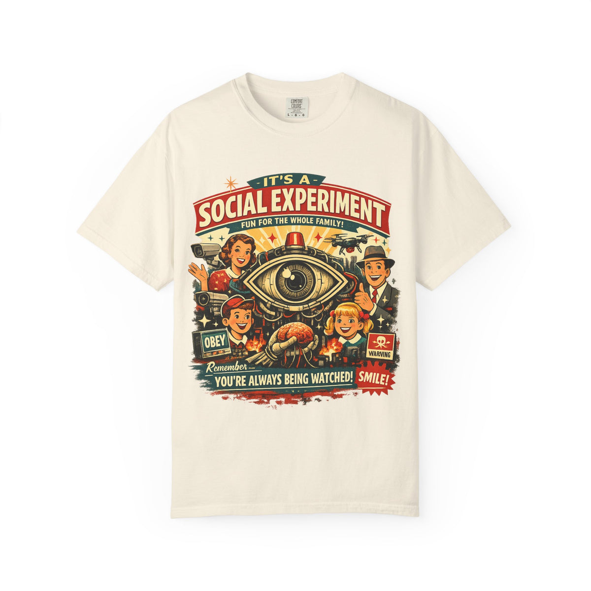 T-Shirt — "It's a Social Experiment" Retro Surveillance Graphic Tee