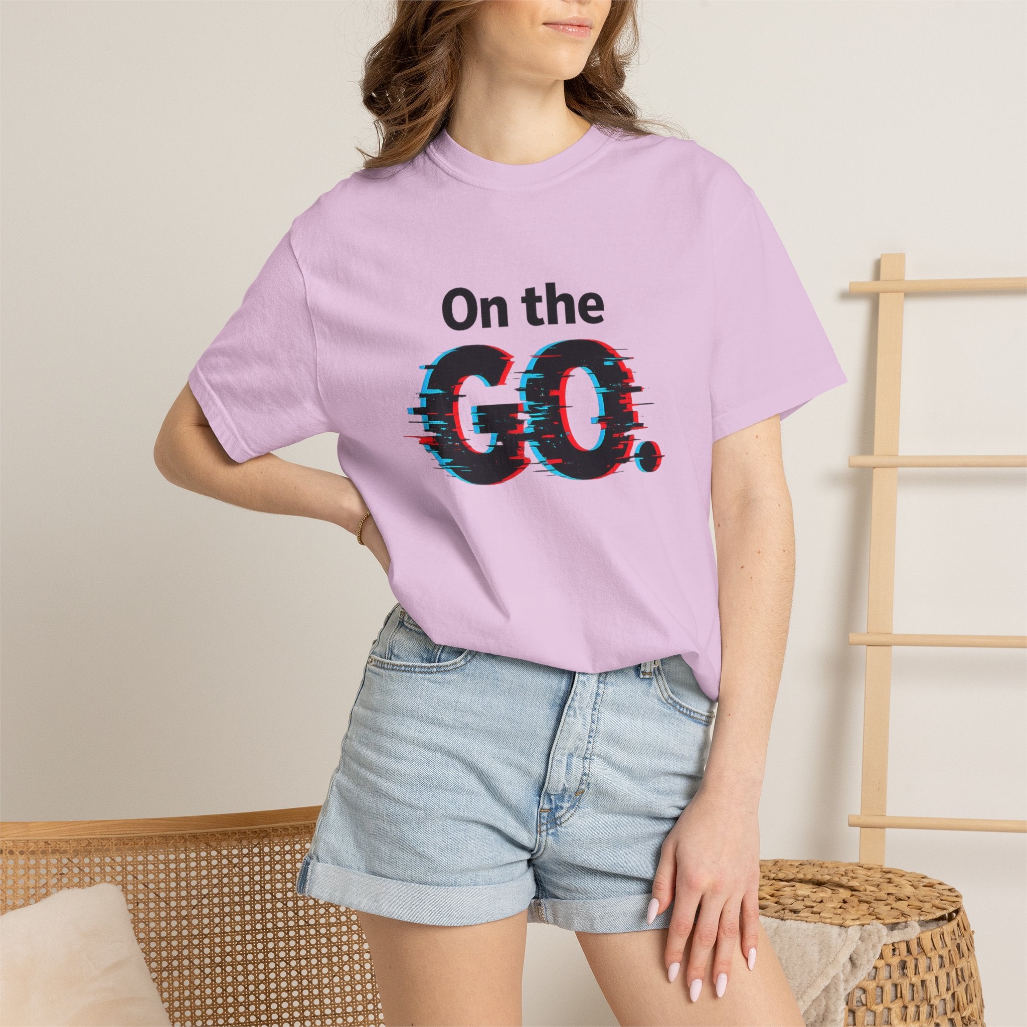 On the GO. Graphic T-Shirt — 'On the GO.' Retro Glitch Travel Tee
