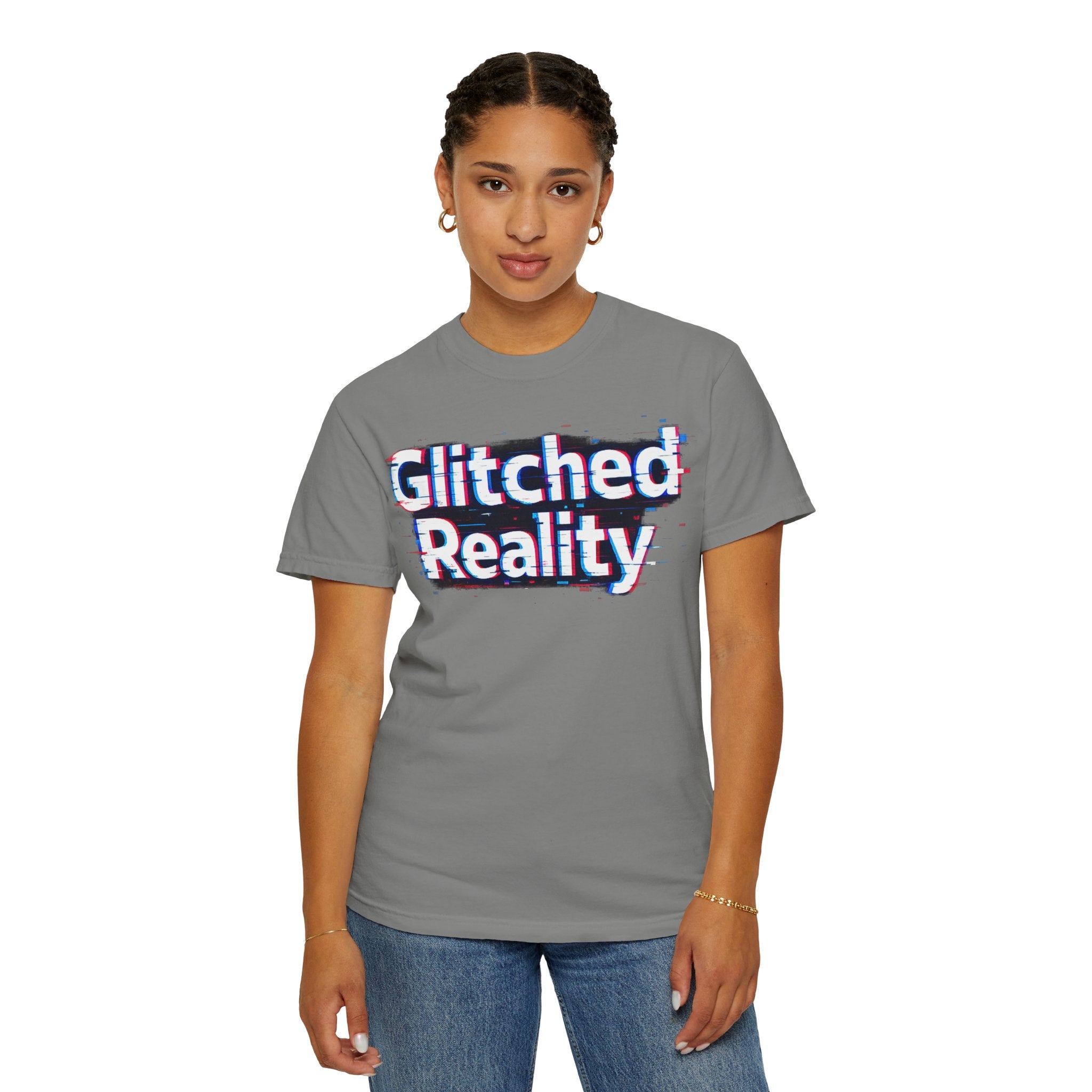 Glitched Reality T‑Shirt — Retro Glitch Graphic Tee with "Glitched Reality" Text