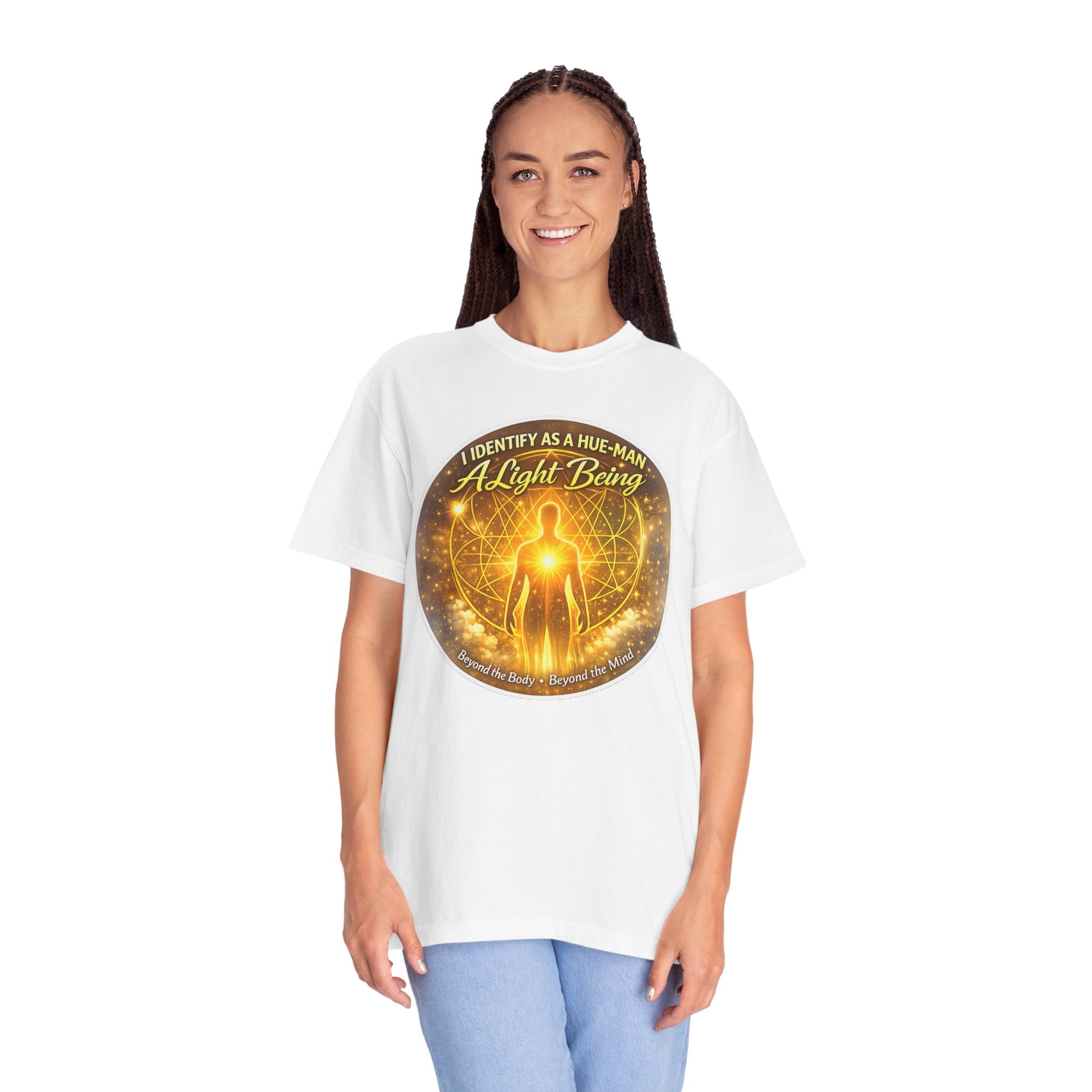 Light Being Graphic T-Shirt — "I Identify As A Human, A Light Being" Spiritual Tee