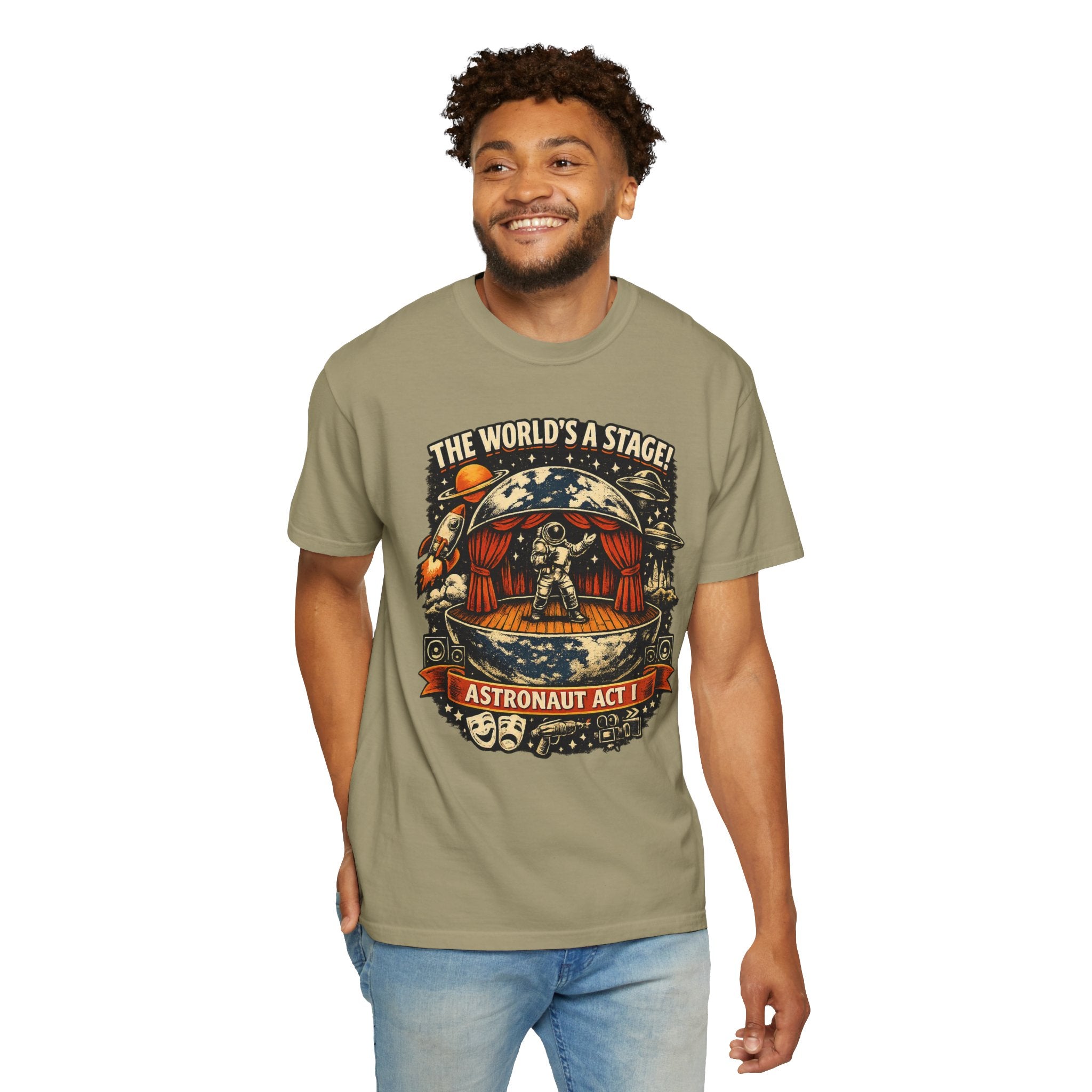 Astronaut Act I T-Shirt — “The World's a Stage” Vintage Space Graphic Tee