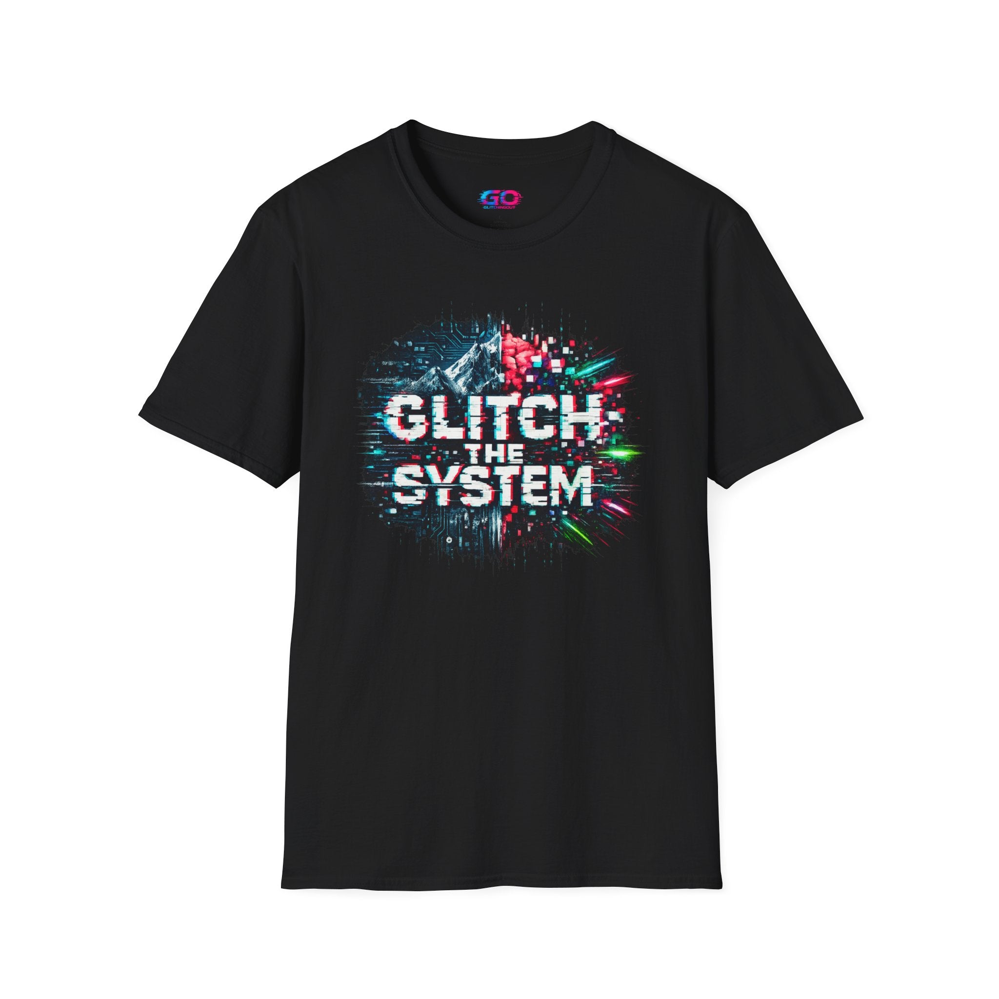 Glitch The System V3 Graphic Tee — Retro Cyberpunk Distressed Design