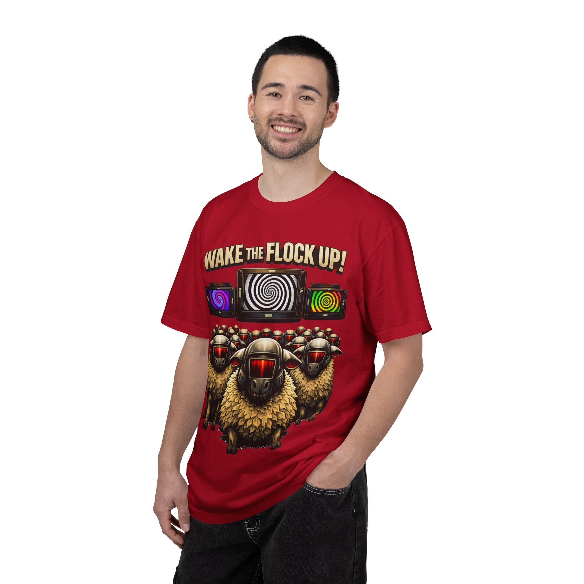 Wake the Flock Up! V3 Hypnotic Sheep Novelty Graphic T-Shirt