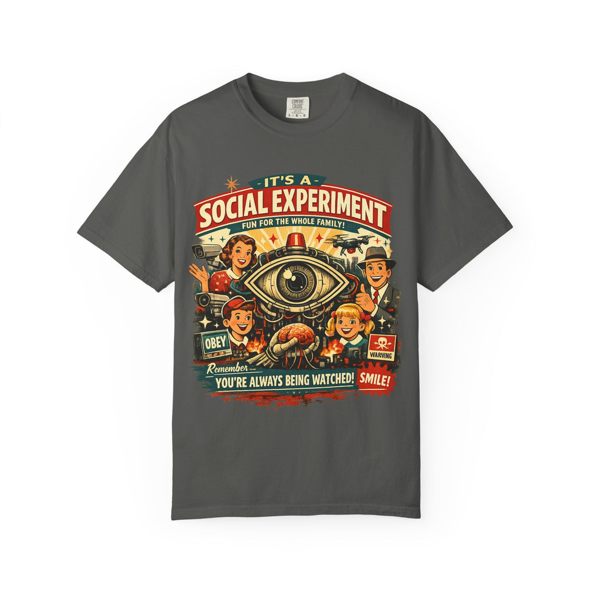 T-Shirt — "It's a Social Experiment" Retro Surveillance Graphic Tee