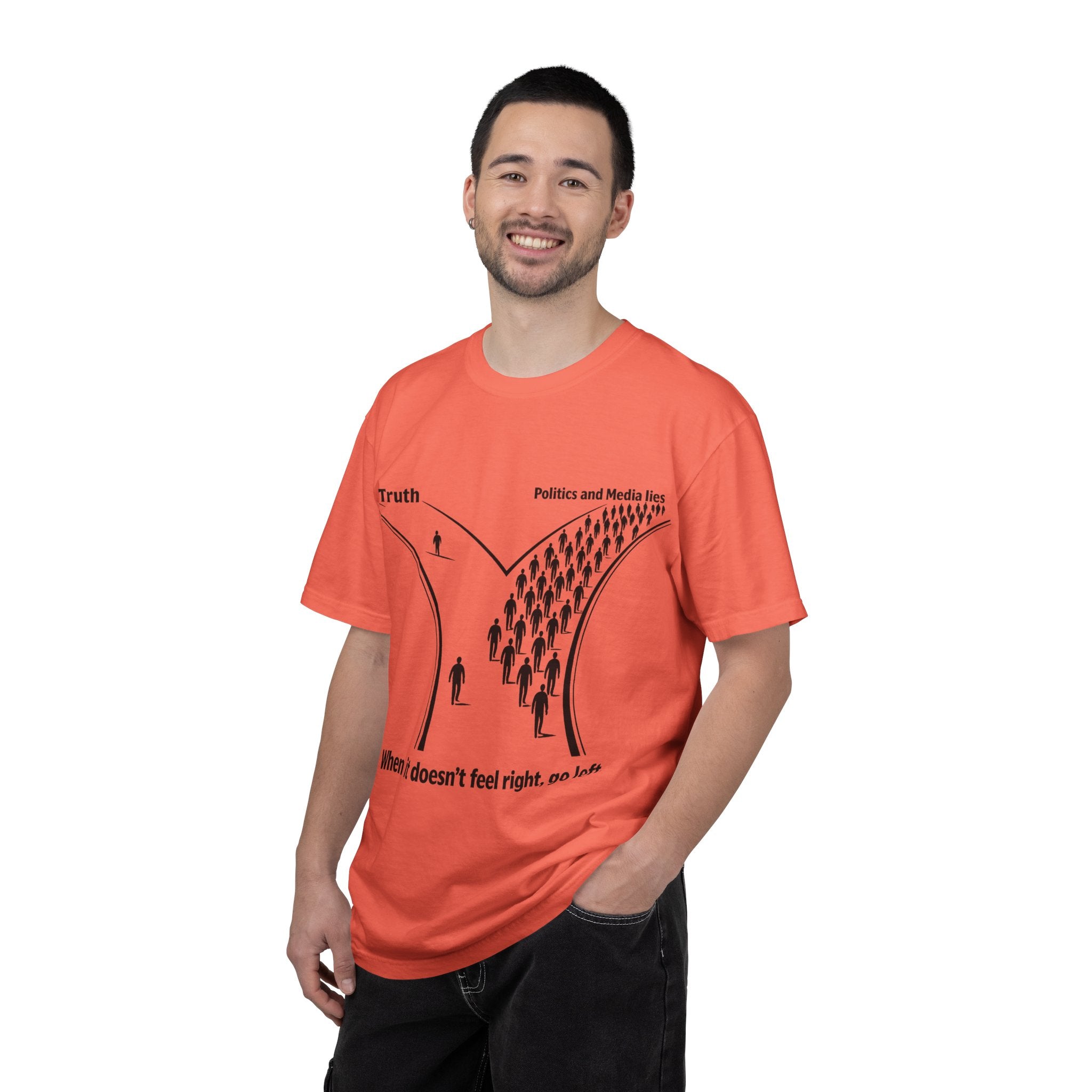 Truth vs. Crowd Graphic T-Shirt — "When it doesn't feel right, go left."