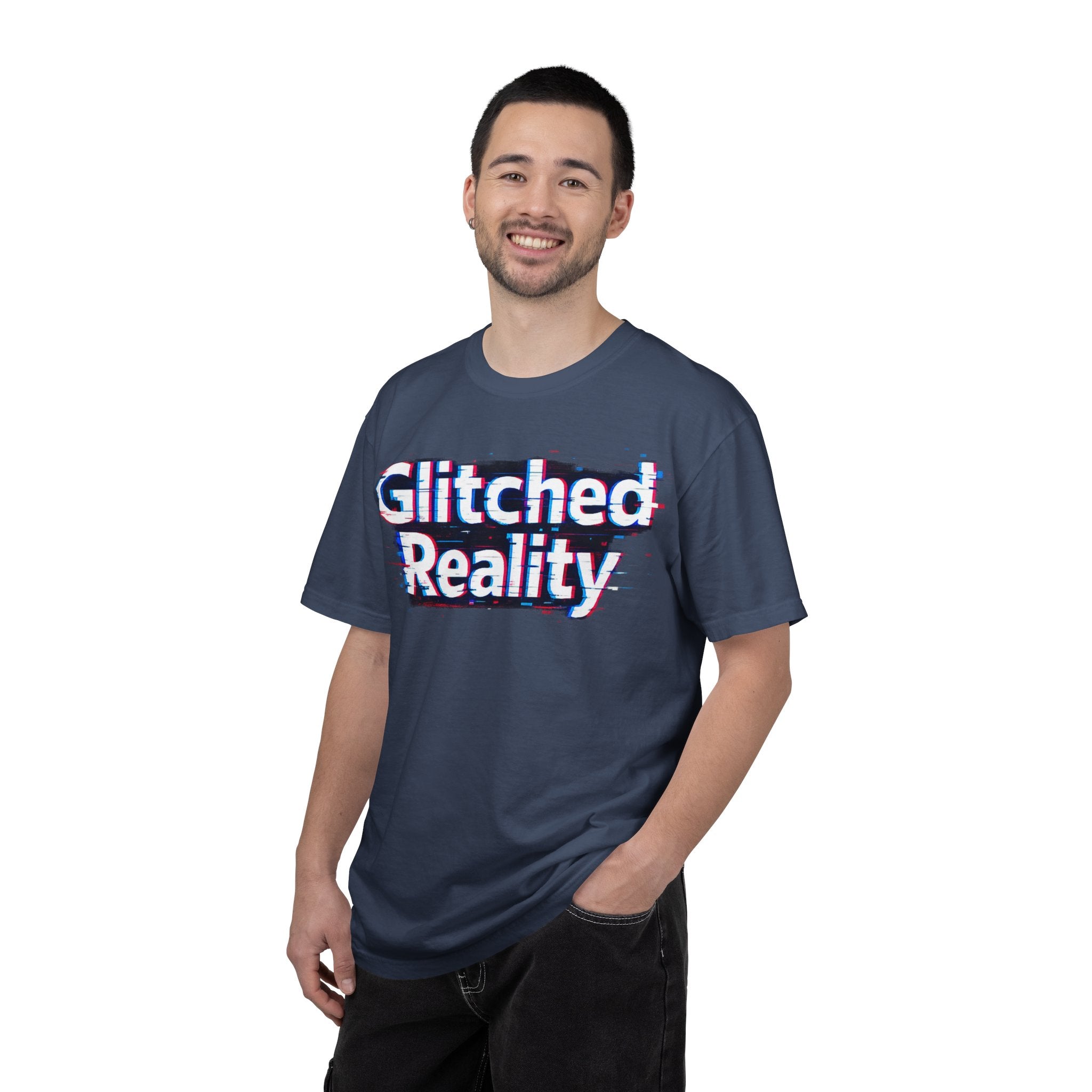 Glitched Reality T‑Shirt — Retro Glitch Graphic Tee with "Glitched Reality" Text